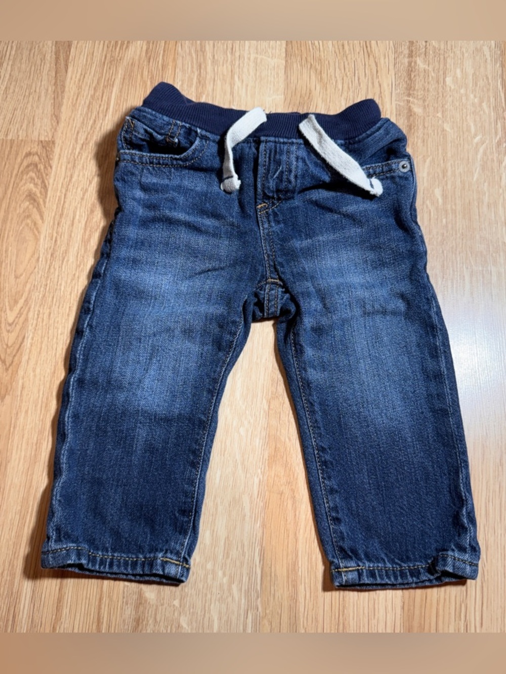 Kids Dark Blue Denim Jogger Jeans with elastic Waist